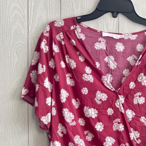 Lush Pink Floral Short Sleeve Wrap Top XXL NWT - Picture 3 of 4